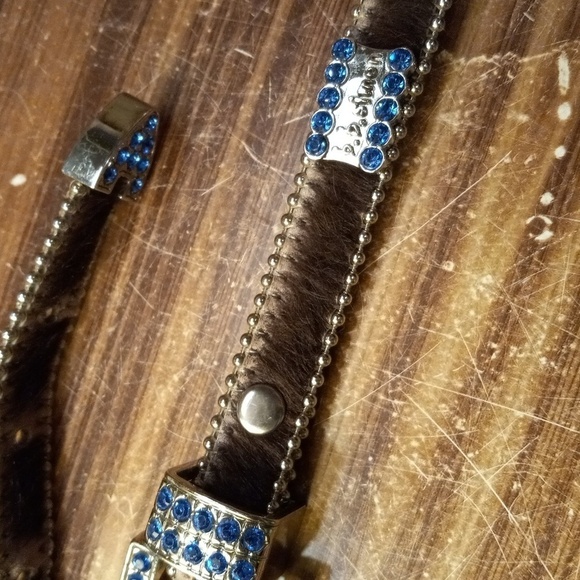 B.B.Simon blue crystals faux hide belt XL 39" - Picture 2 of 4
